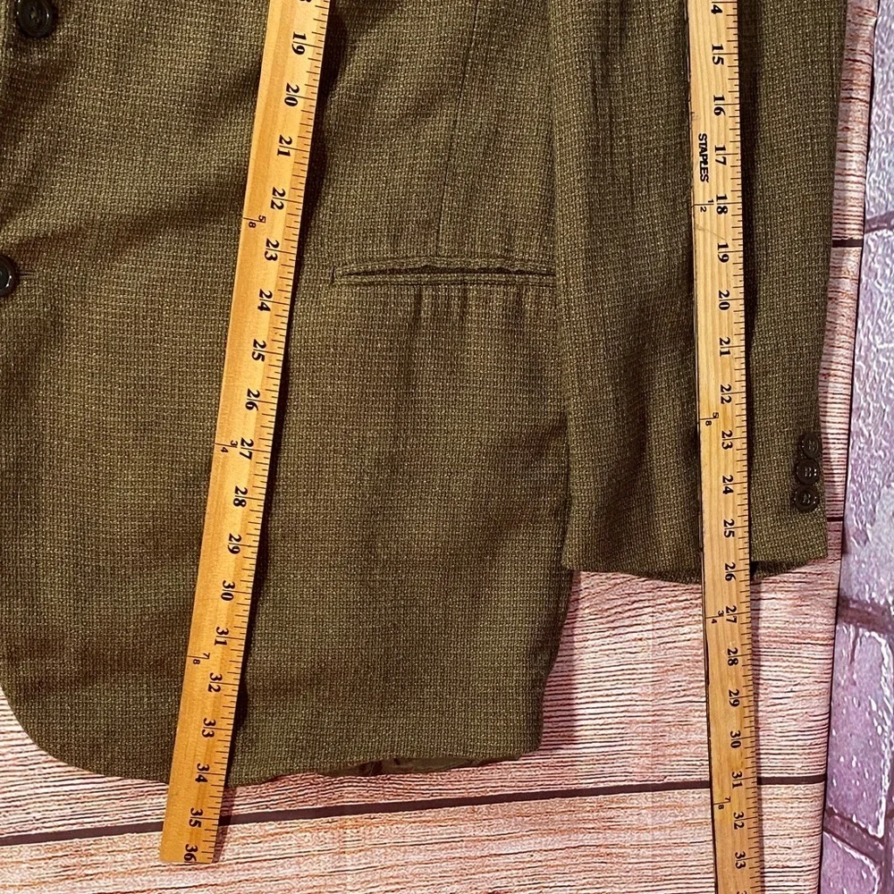 Donna Karan 44L Olive Brown Wool Silk Blazer Great Condition